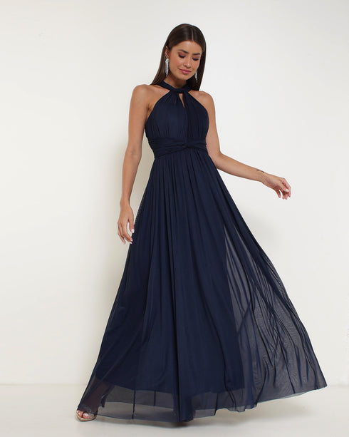 Vestido Multiformas Tule VESTIDO LONGO PETRA FINA AZUL MARINHO M
